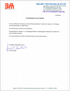 Testimonial by Baldev Textile